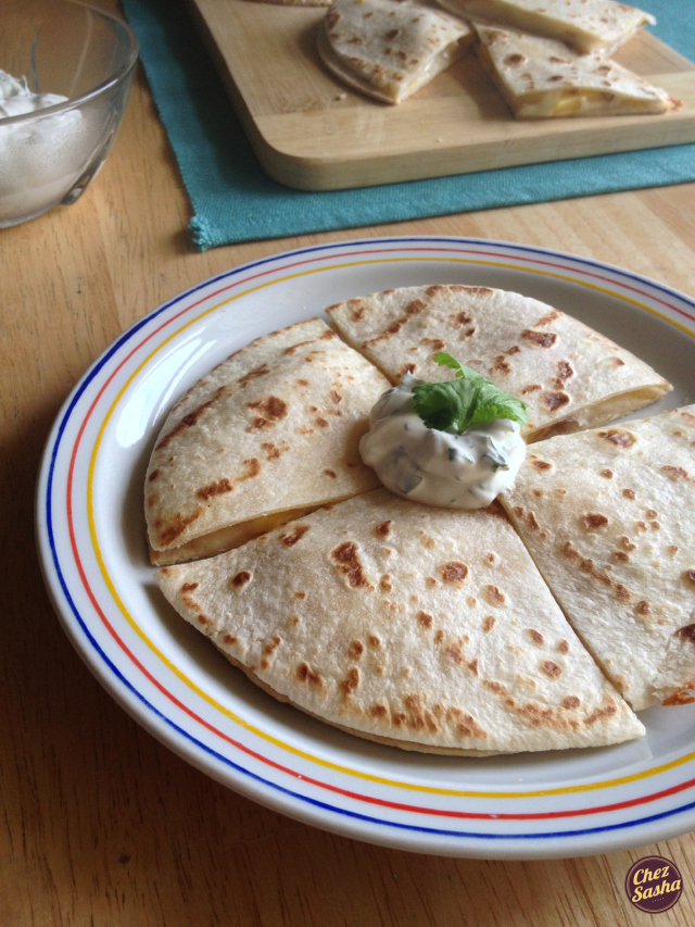 Mango and Muenster baked quesadillas
