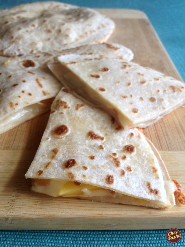 Mango and Muenster baked quesadillas
