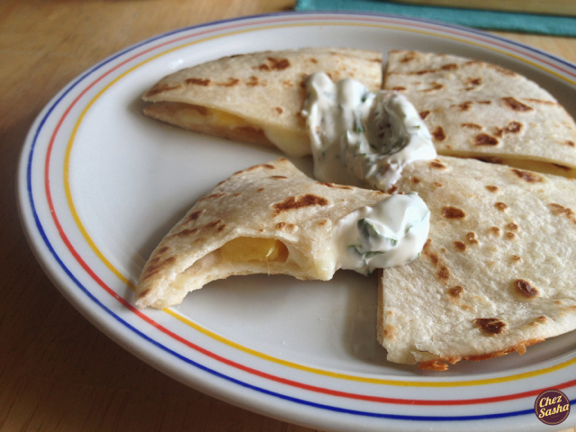 Mango and Muenster baked quesadillas