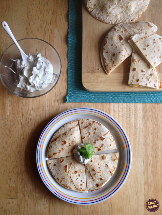 Mango and Muenster baked quesadillas