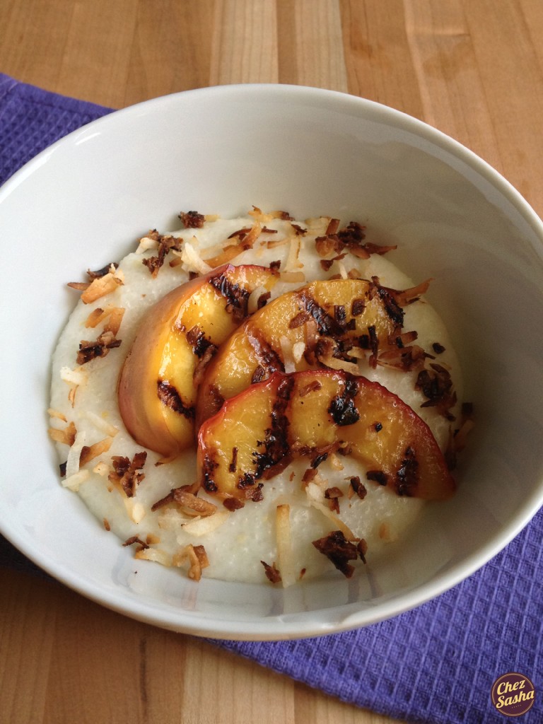 Coconut grits w/ grilled peaches