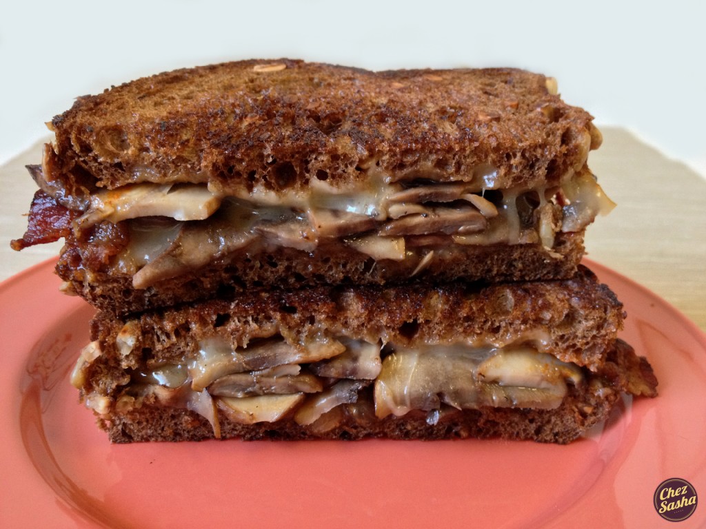 Bacon and mushroom grilled cheese