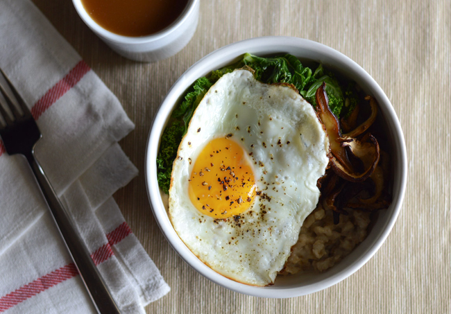 Shiitake-bacon-savory-oatmeal
